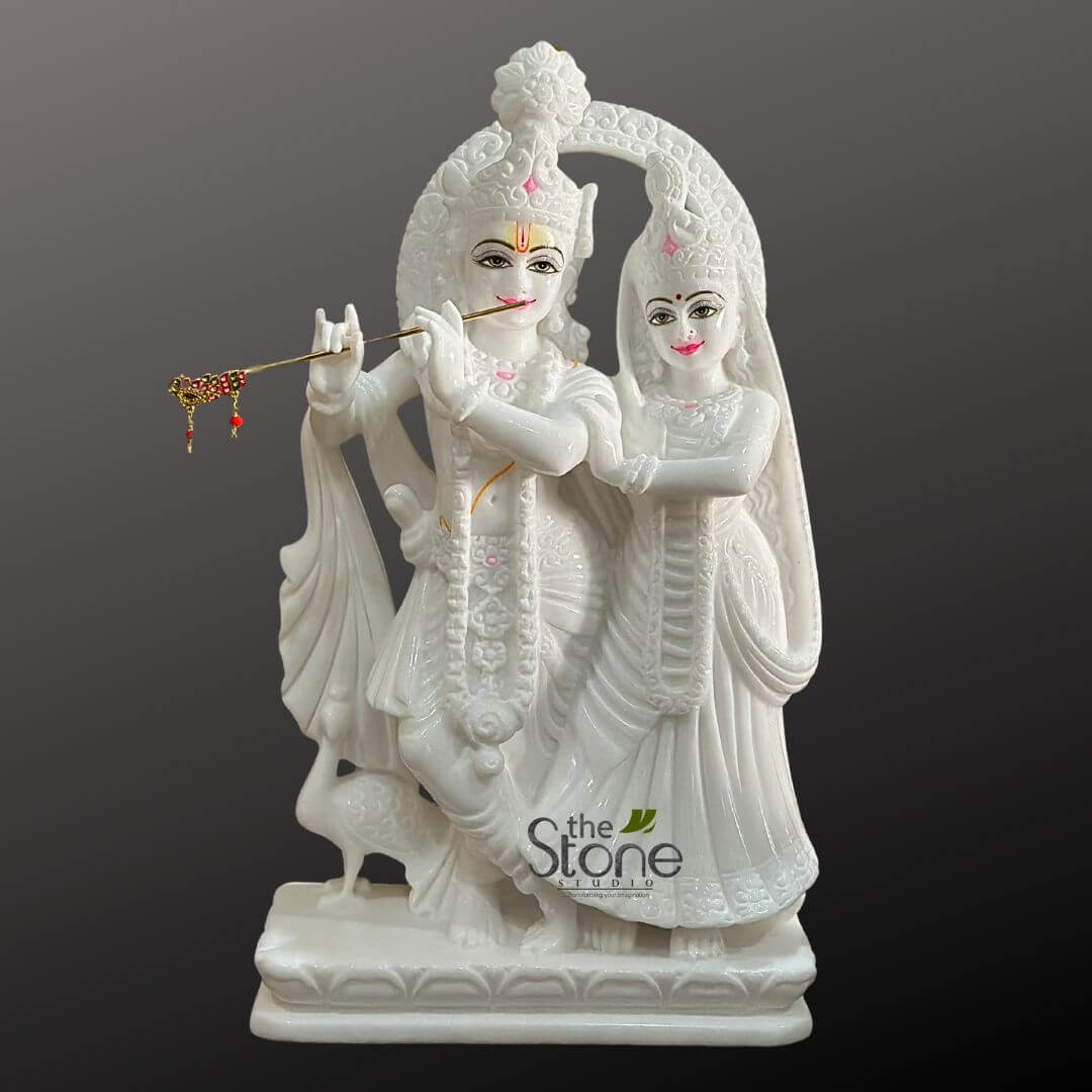 18 inch Marble Radha Krishna Statue