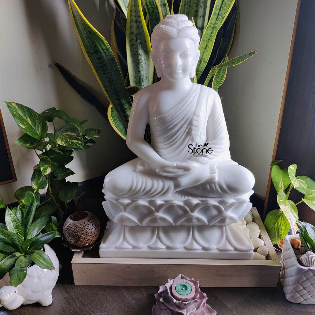 White Buddha Statue For Home 2ft