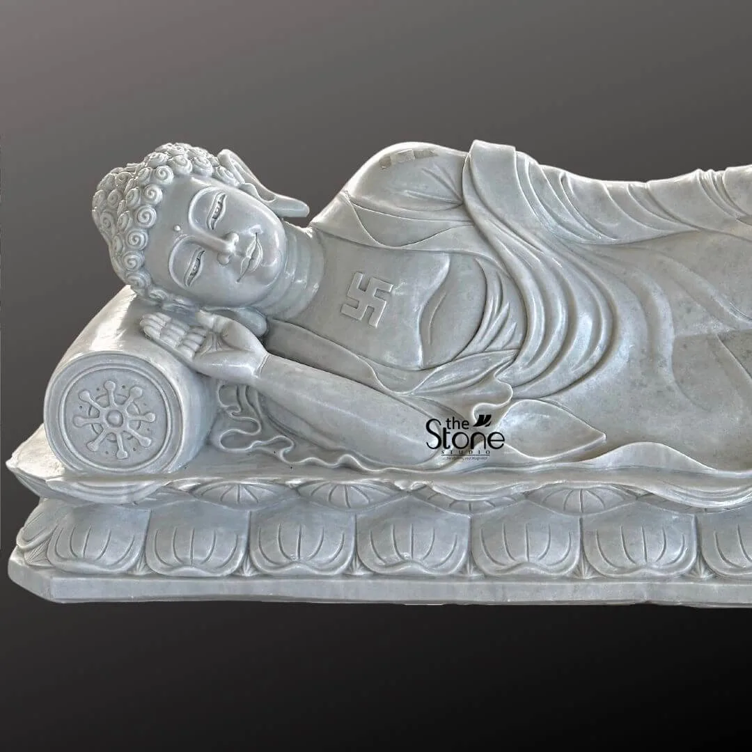White Marble Sleeping Buddha 6ft