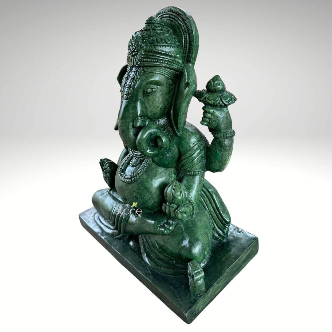 Green Ganesha Idol 15″