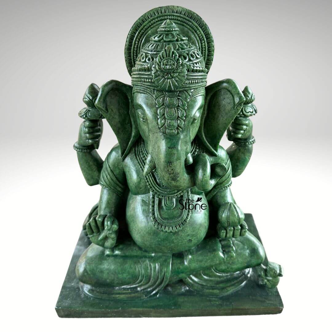 Green Ganesha Idol 15″