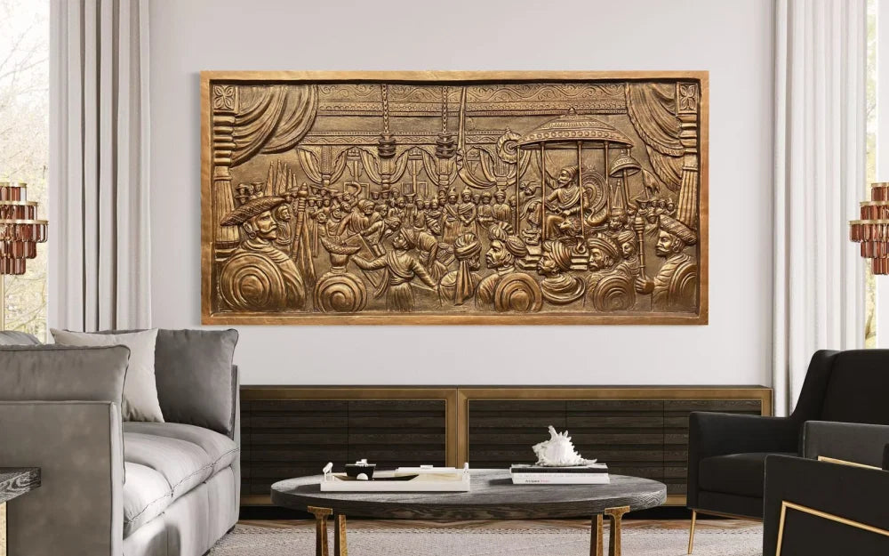 Rajyabhishek of Chattrapati Shivaji Maharaj 3D Relief Mural Wall Art