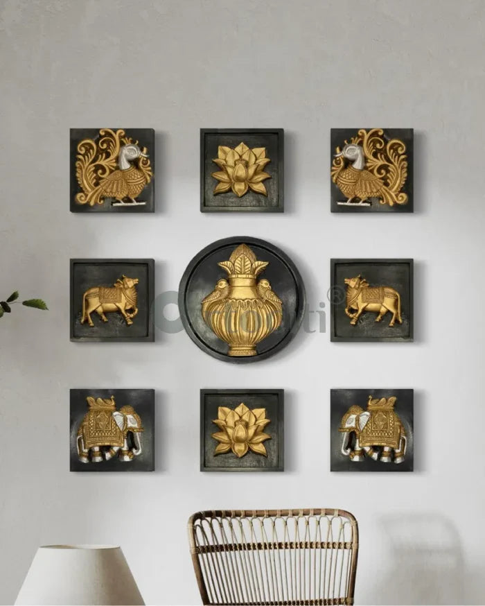 Set of 9 Decorative Wall Motifs Traditional Indian Art Decor