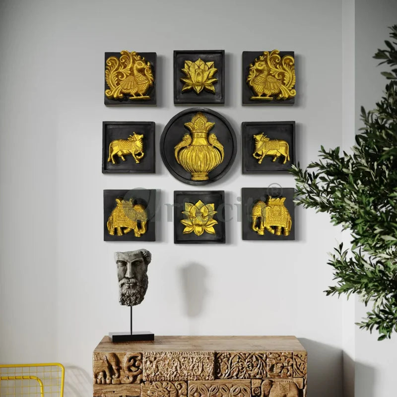 Set of 9 Decorative Wall Motifs Traditional Indian Art Decor