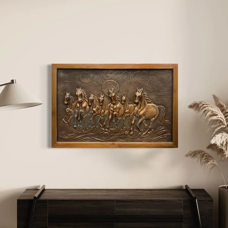 3X2 feet 7 Horse 3D Relief Mural Wall Art