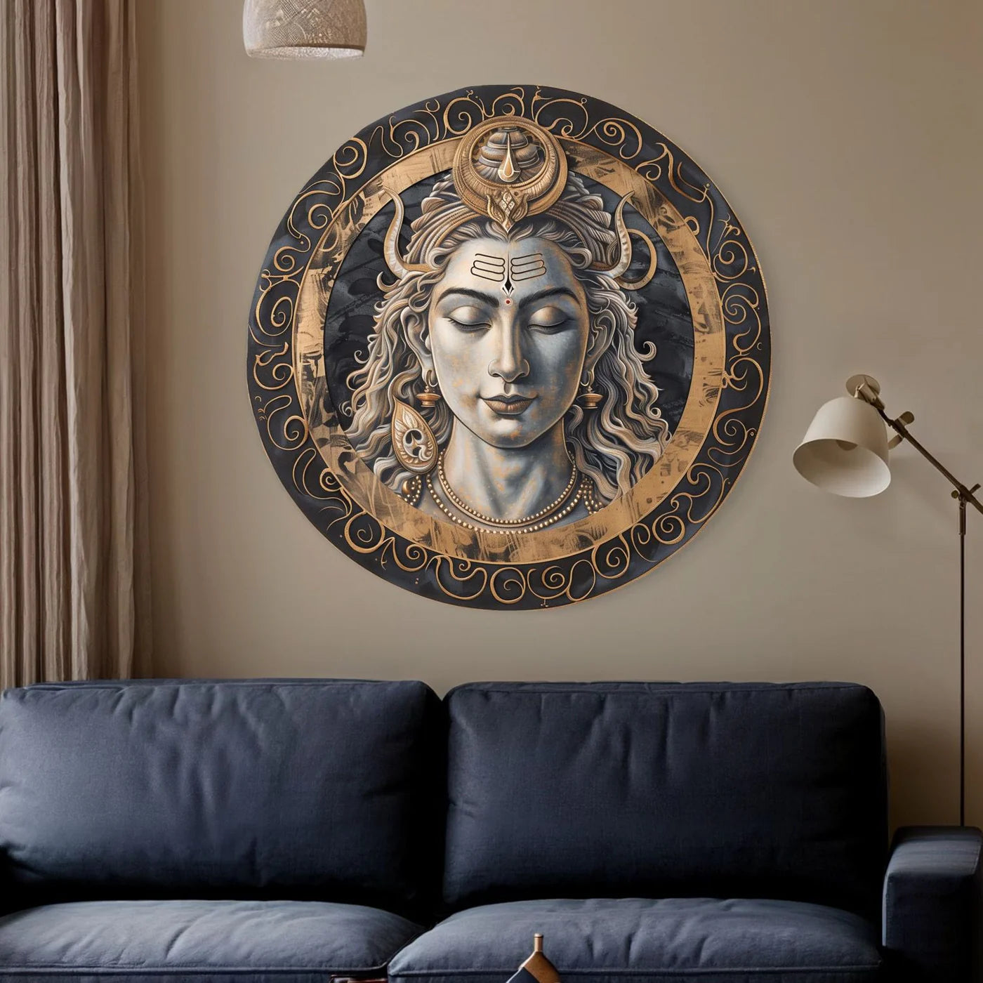 Round Shiv Ji Canvas Giclee Print