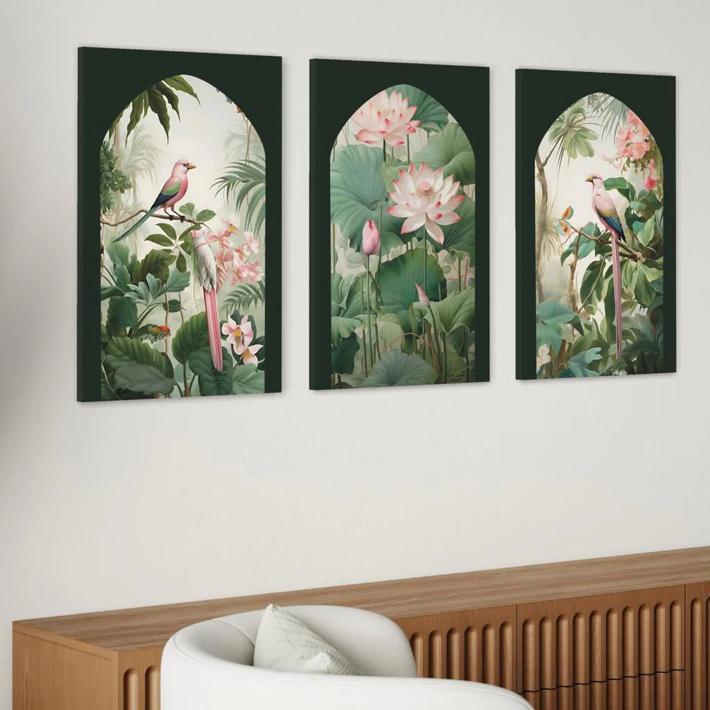 Pichwai Jungle Trio Canvas Set Of 3