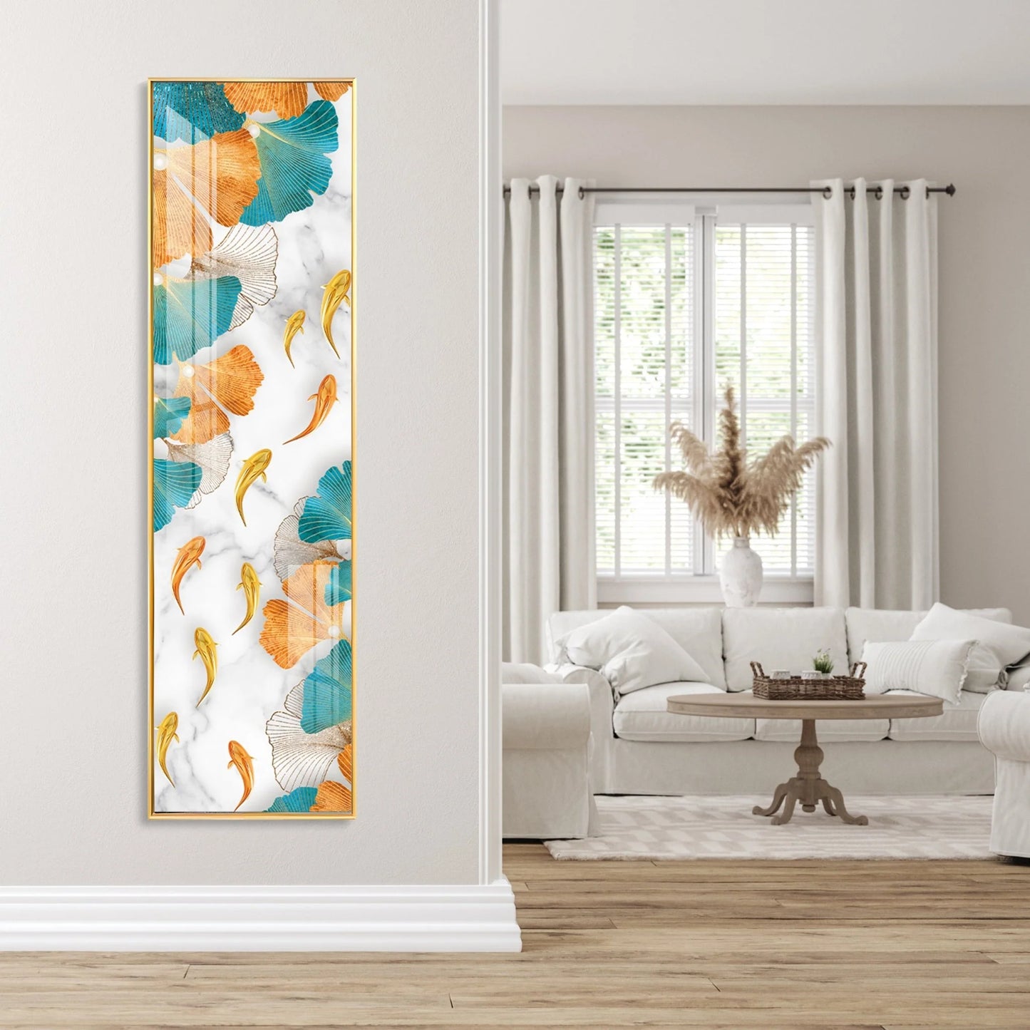 Koi Fish & Ginkgo Biloba Premium Acrylic Vertical Wall Art