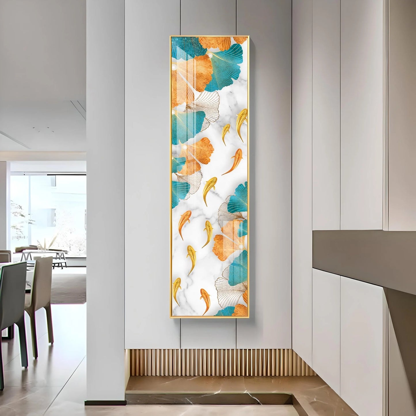 Koi Fish & Ginkgo Biloba Premium Acrylic Vertical Wall Art