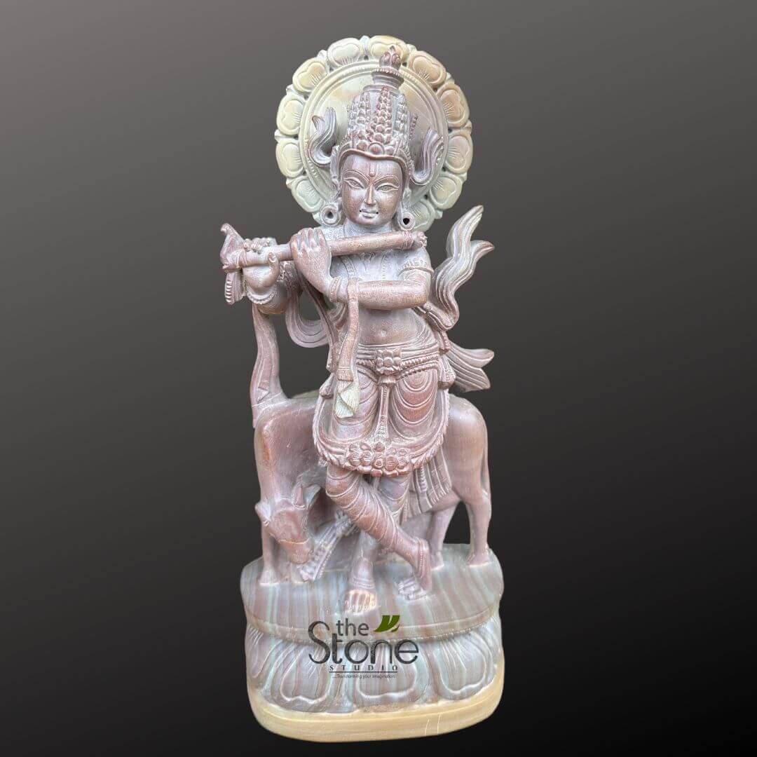 Krishna with Cow Gift Statue 12″