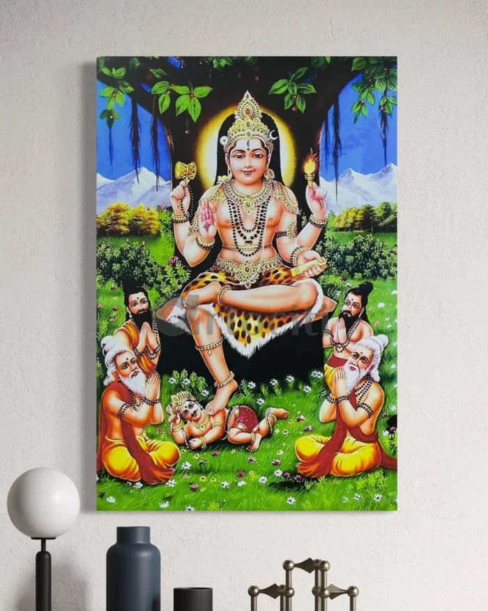 Lord Dakshinamurthy Under the Banyan Tree Canvas Painting