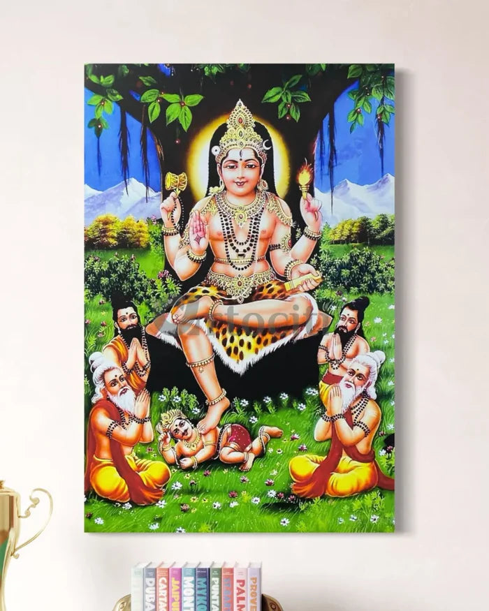 Lord Dakshinamurthy Under the Banyan Tree Canvas Painting