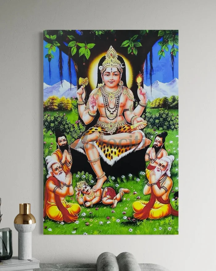 Lord Dakshinamurthy Under the Banyan Tree Canvas Painting