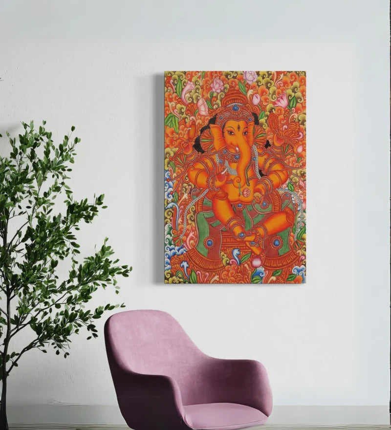 Lord Ganesha Kerala Mural Canvas Print