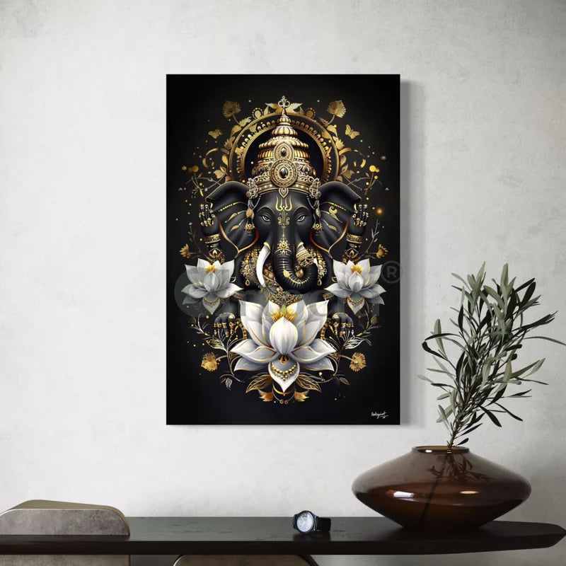Lord Ganesha Modern Abstract Canvas Giclee Print