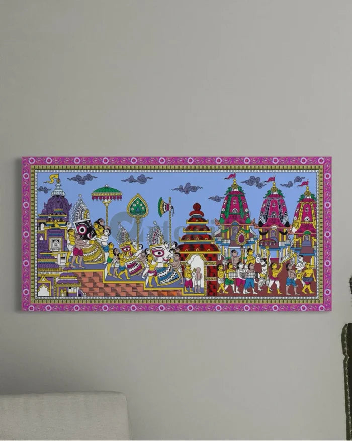 Lord Jagannath Rath Yatra Orissa Pattachitra Canvas Painting | Traditional Odisha Art