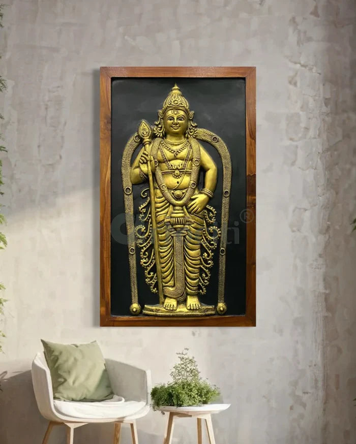 Lord Murugan (God Kartikeya) 3D Relief Mural Wall Art