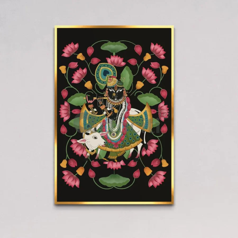 Lord Shreenath Ji Pichwai Canvas Giclee Print (24x16 & 30x20 Inches)