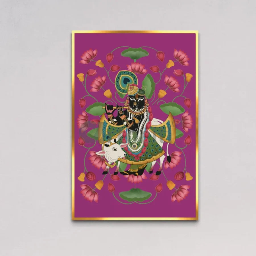 Lord Shreenath Ji Pichwai Canvas Giclee Print (24x16 & 30x20 Inches)