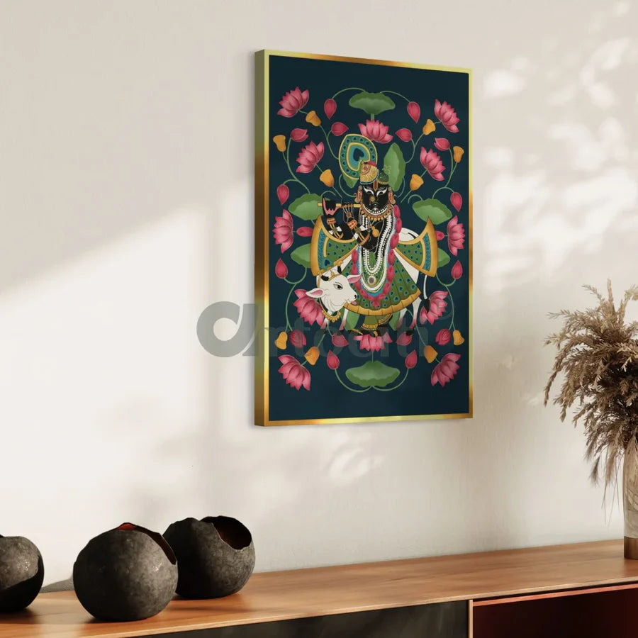 Lord Shreenath Ji Pichwai Canvas Giclee Print (24x16 & 30x20 Inches)