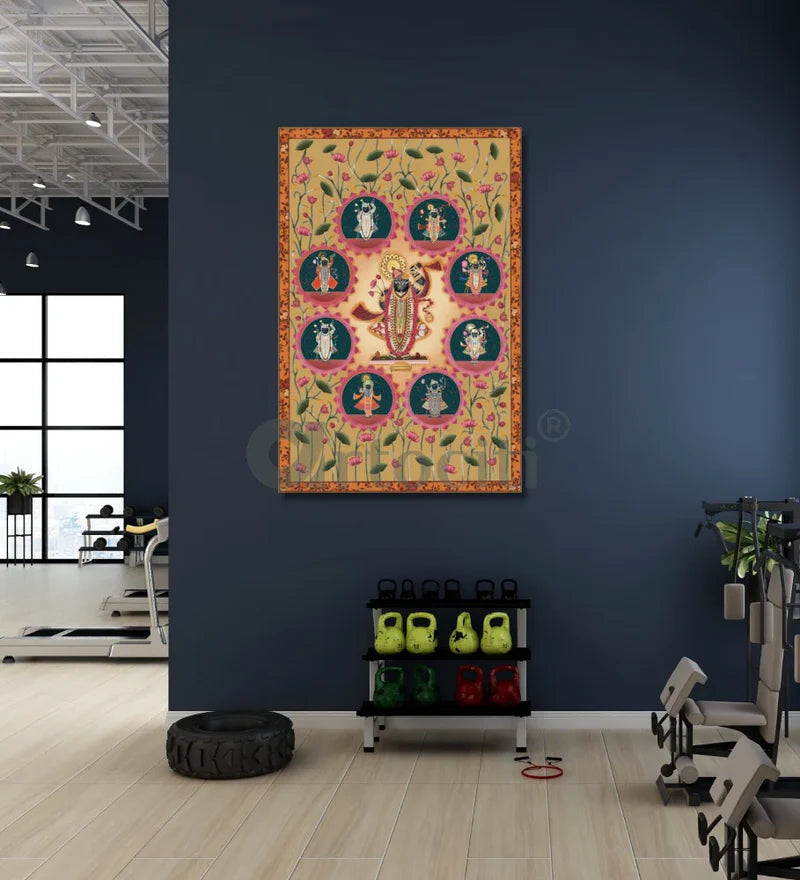 Lord Shreenath Ji Pichwai Canvas Giclee Print - Elegance in Every Hue