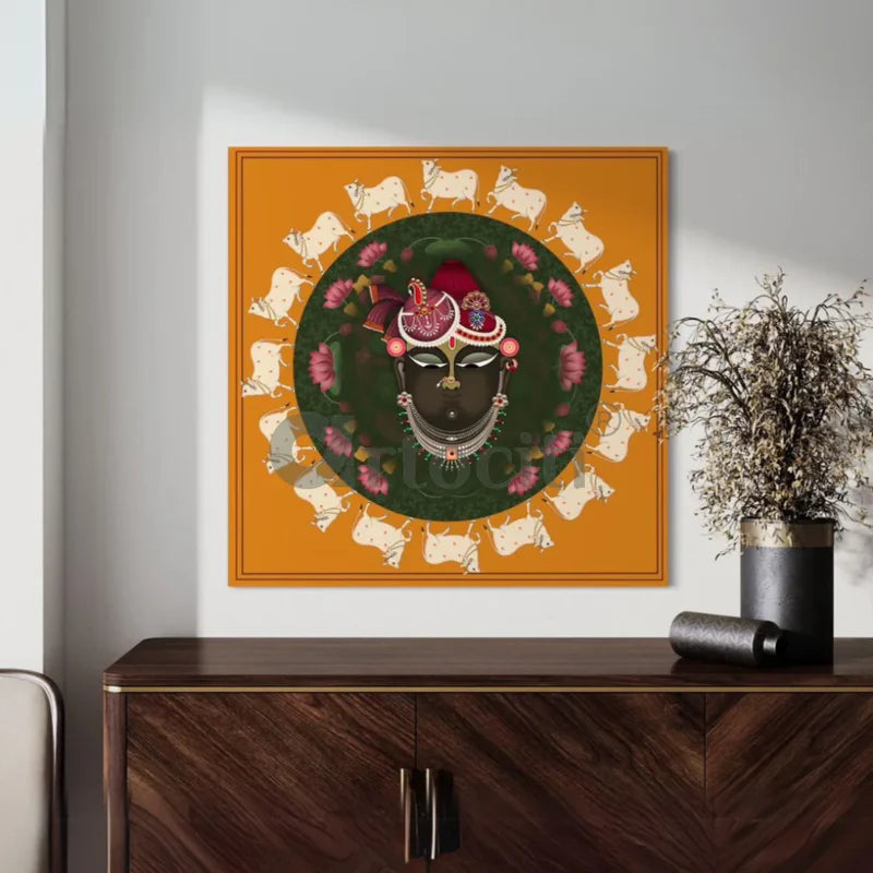 Lord Shreenath Ji Pichwai Circular Shapes Canvas Print