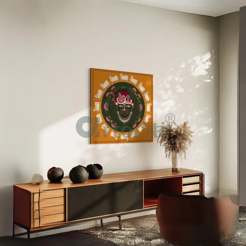 Lord Shreenath Ji Pichwai Circular Shapes Canvas Print