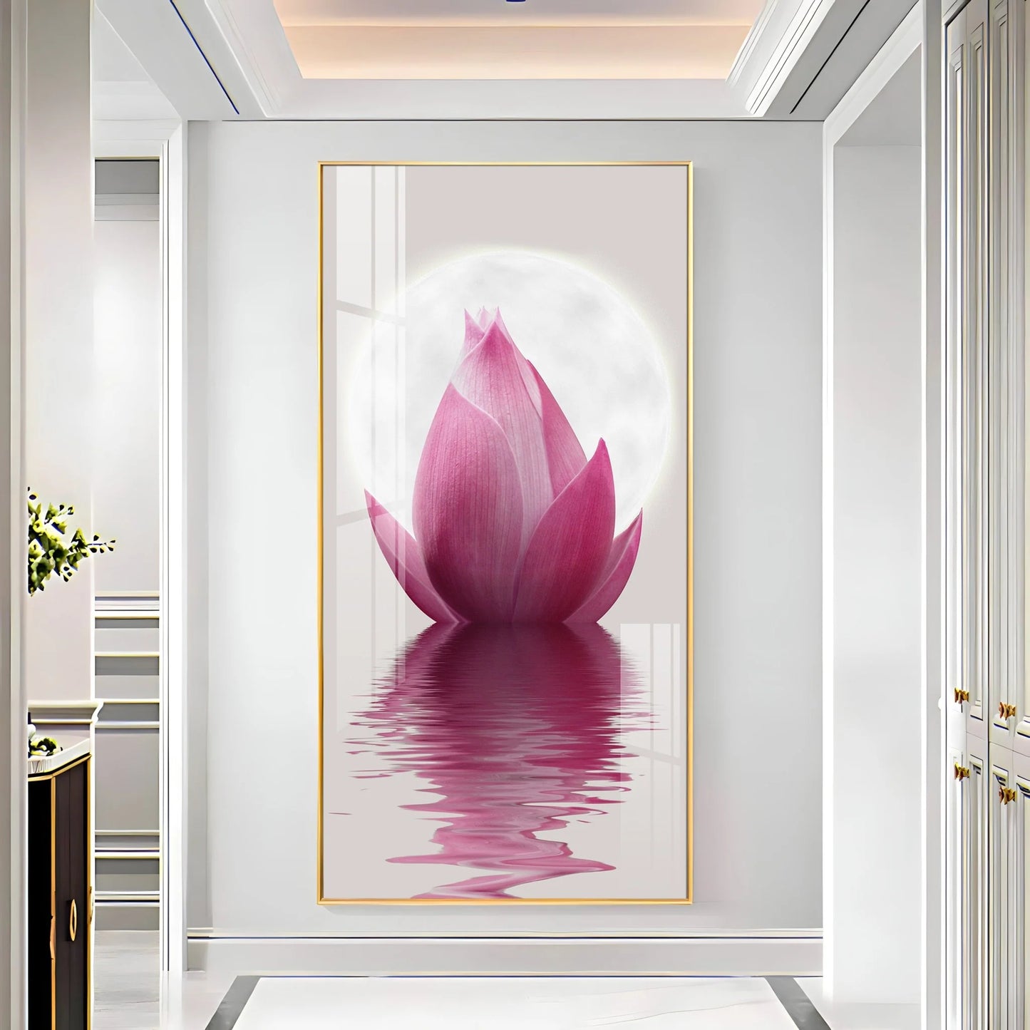 Lotus In Water Radiance Premium Acrylic Vertical Wall Art
