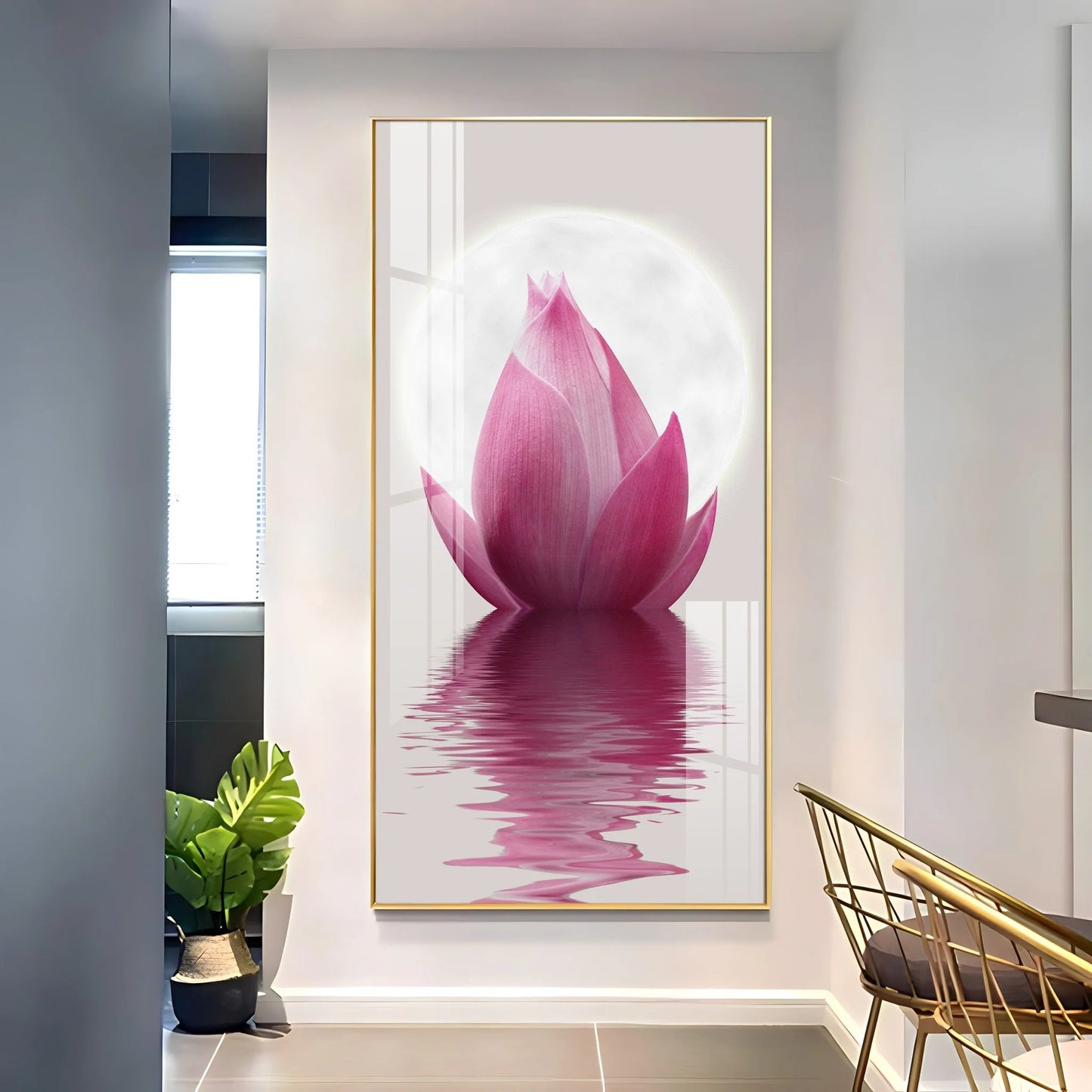 Lotus In Water Radiance Premium Acrylic Vertical Wall Art