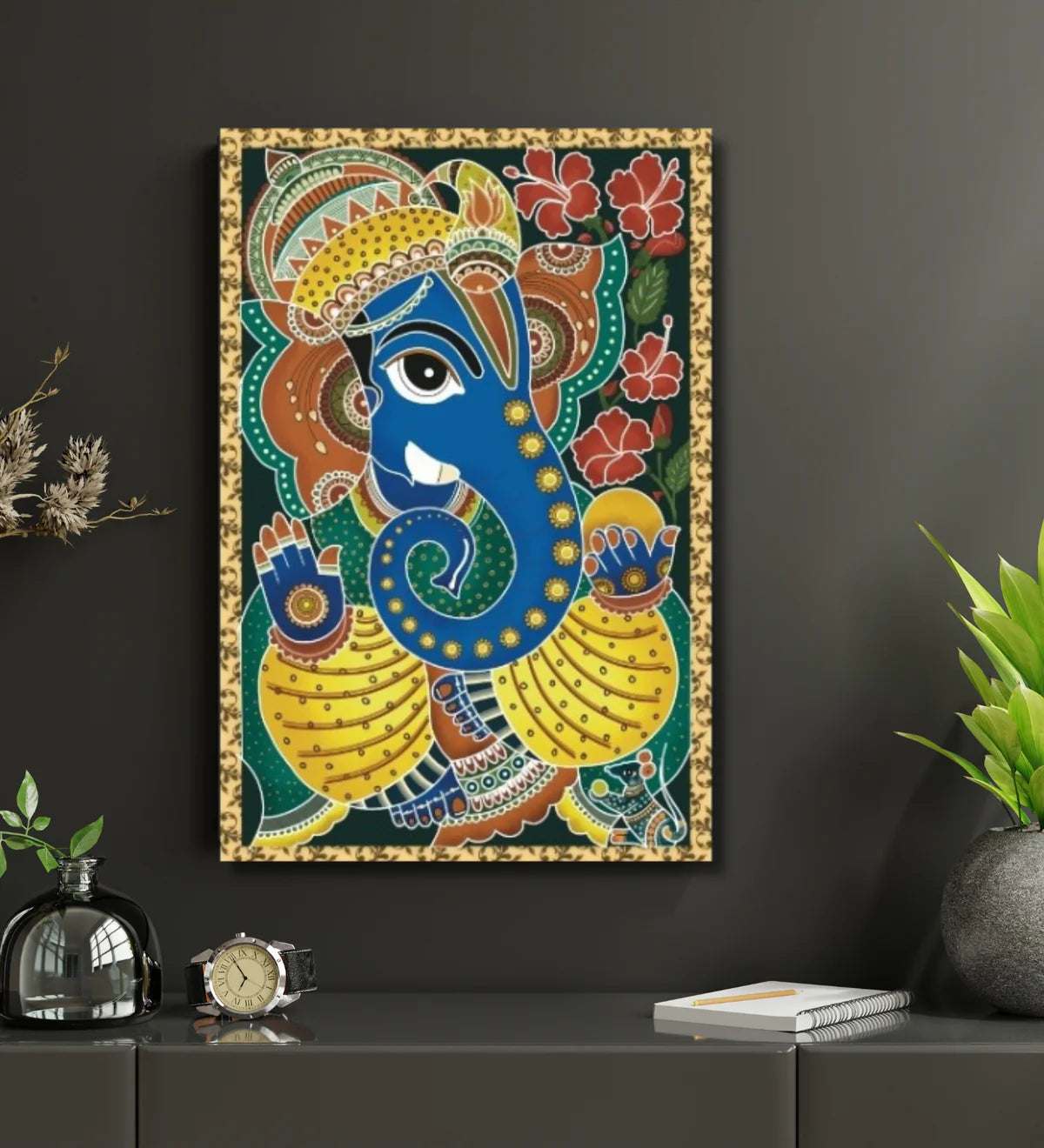Lord Ganesha Madhubani Art Painting Canvas Print