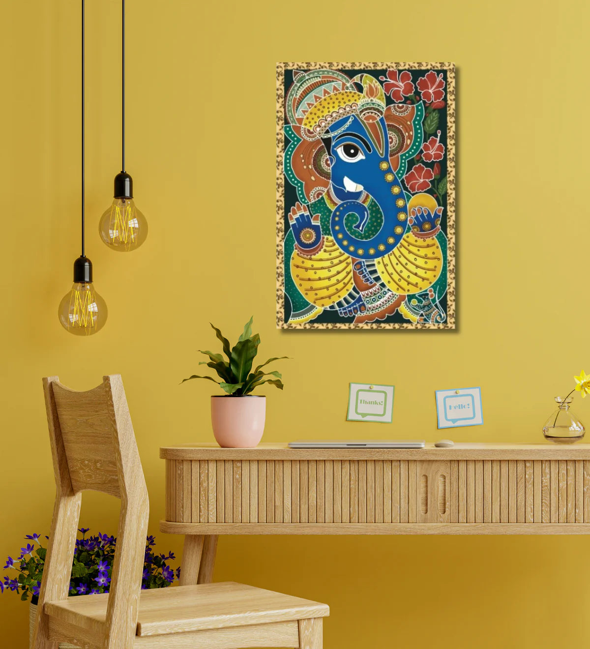 Lord Ganesha Madhubani Art Painting Canvas Print