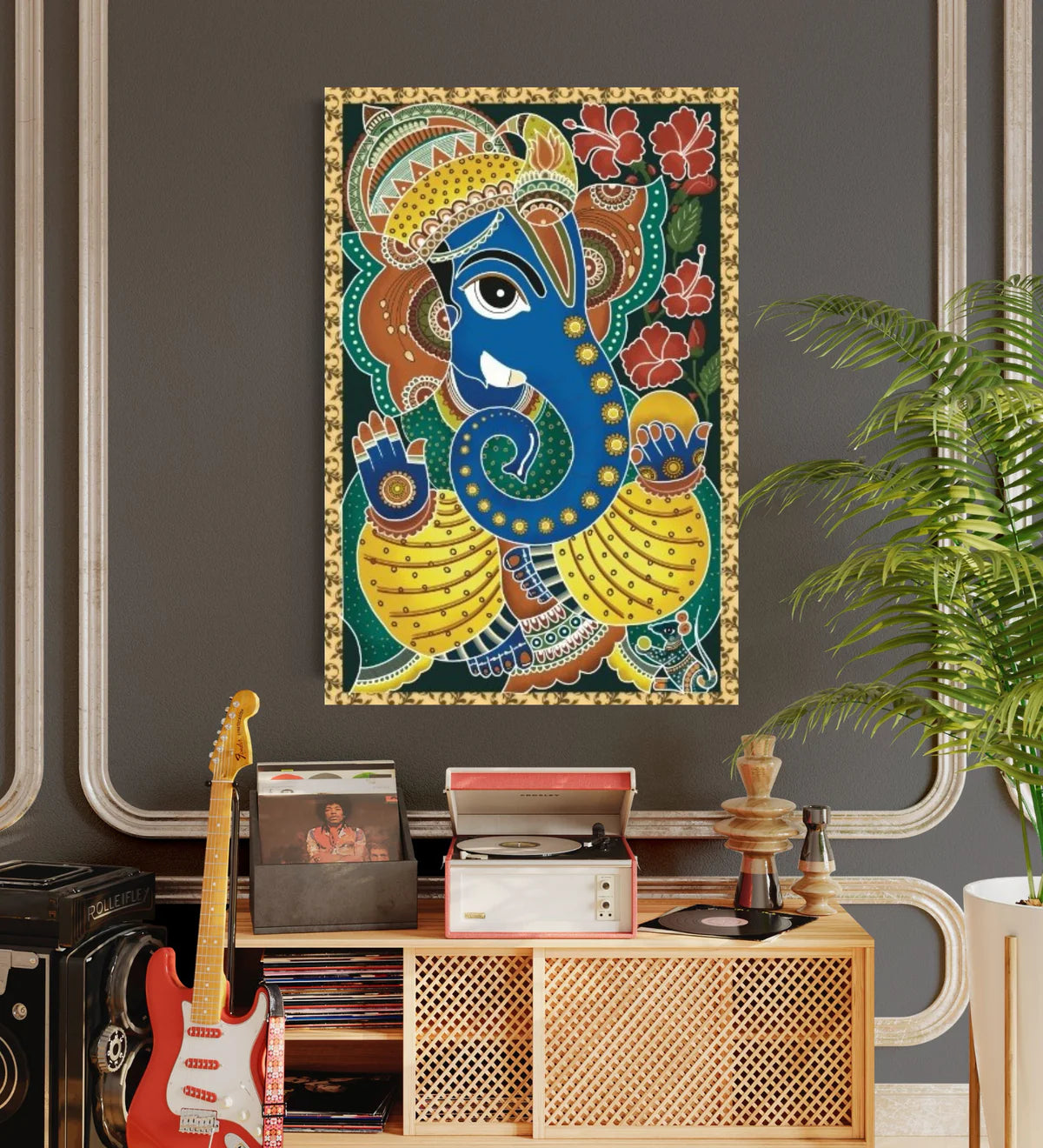 Lord Ganesha Madhubani Art Painting Canvas Print