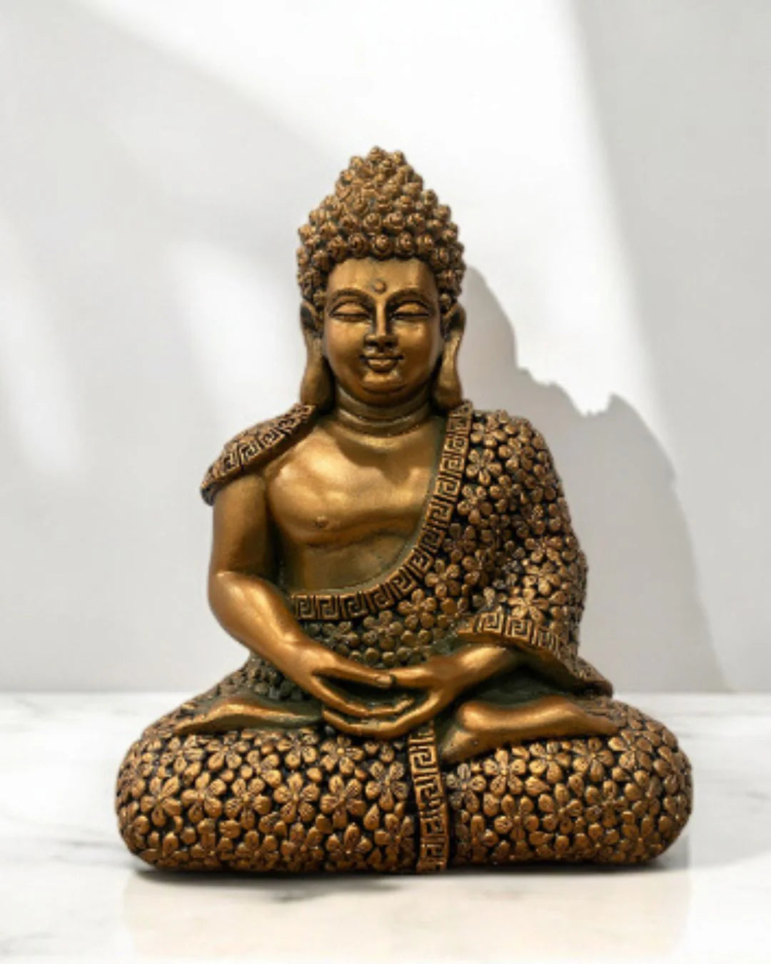 2x1.6 Feet Meditating Floral Design Buddha 3D Relief Sculpture Mural