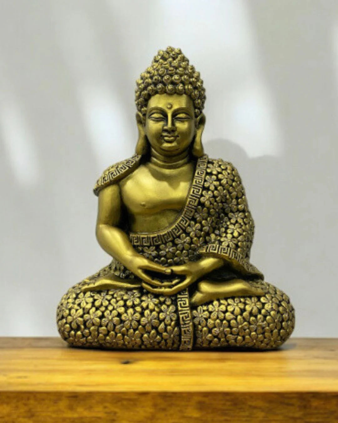 2x1.6 Feet Meditating Floral Design Buddha 3D Relief Sculpture Mural
