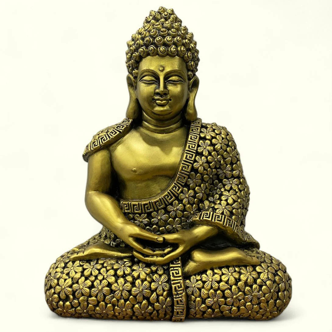 2x1.6 Feet Meditating Floral Design Buddha 3D Relief Sculpture Mural