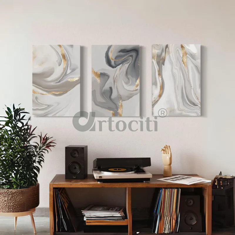 Modern Abstract Canvas Painting Fluid Art Design Art Prints Set of 3 & Set of 2 giclee prints