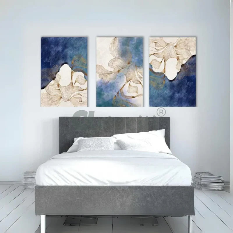 Modern Abstract Canvas Painting in India Set of 3 High Quality Giclee Print