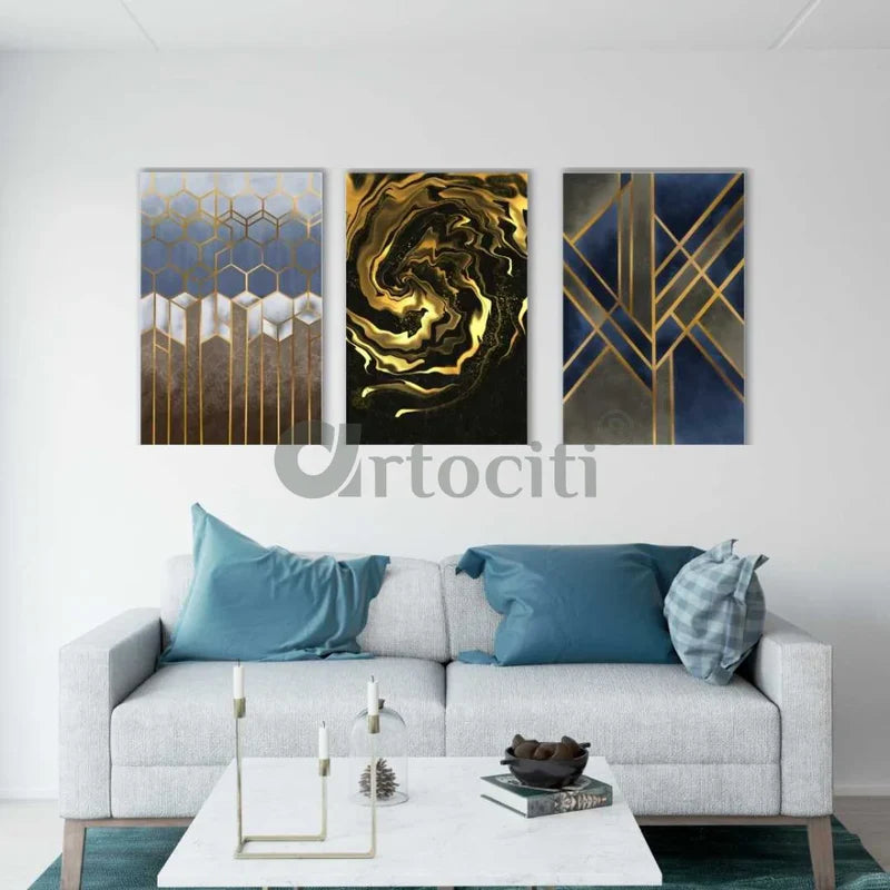 Modern Abstract Canvas Painting Set of 3 Giclee Print