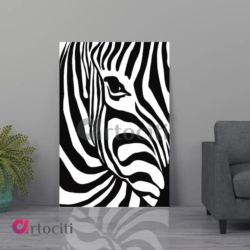 Modern Abstract Canvas Painting Zebra Wall Art