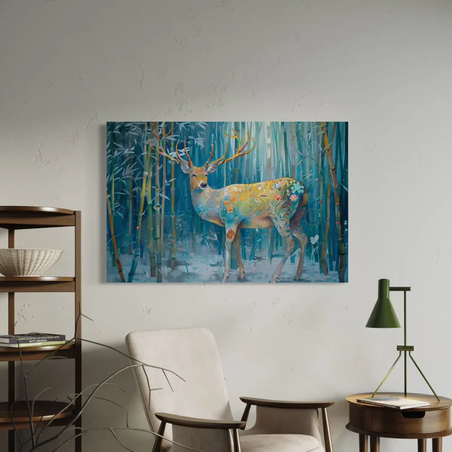 Multicolor Reindeer Abstract Canvas Giclee Print Modern Art Decor