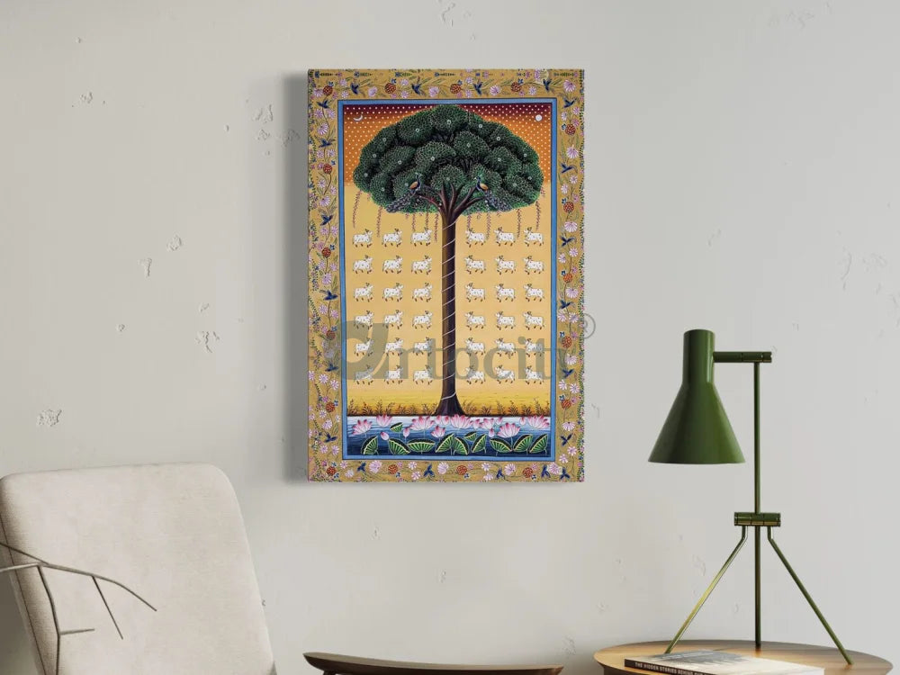 Multicolor Tree of Life Pichwai Phad Art Canvas Giclee Print