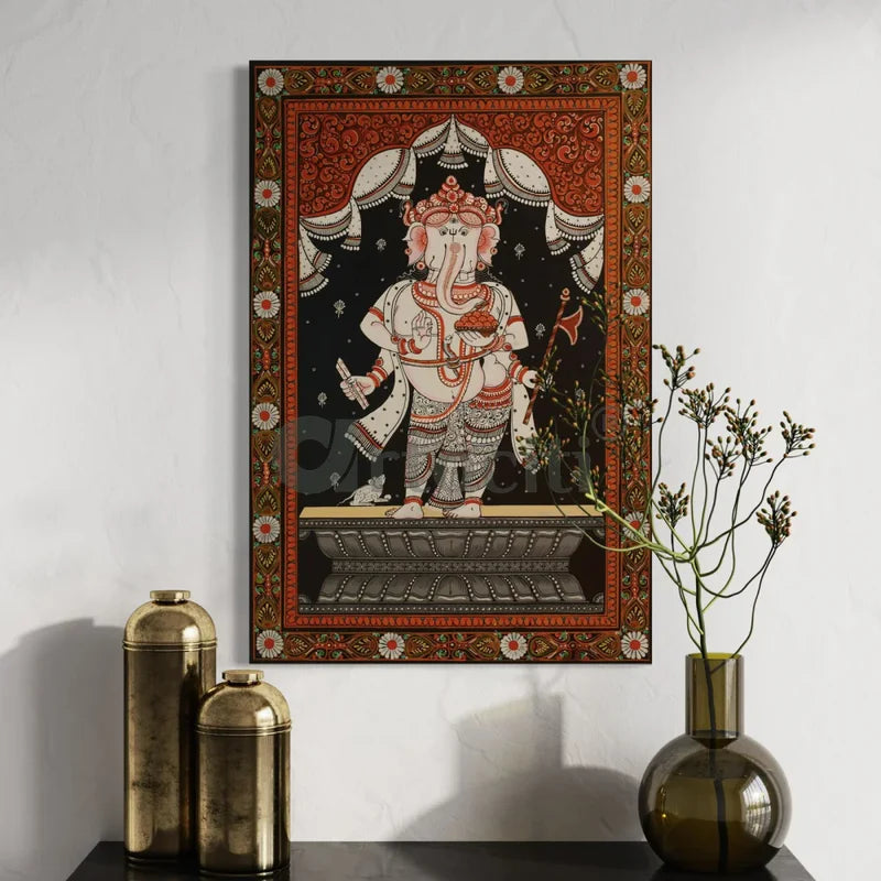 Multicolored God Ganesh Orissa Pattachitra Mandala Canvas Print