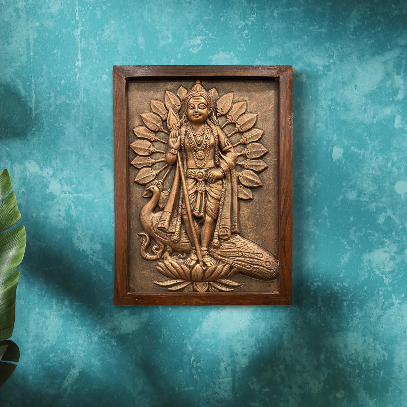 Lord Murugan (God Kartikeya) 3D WALL Hanging Relief Mural | Ready To Hang