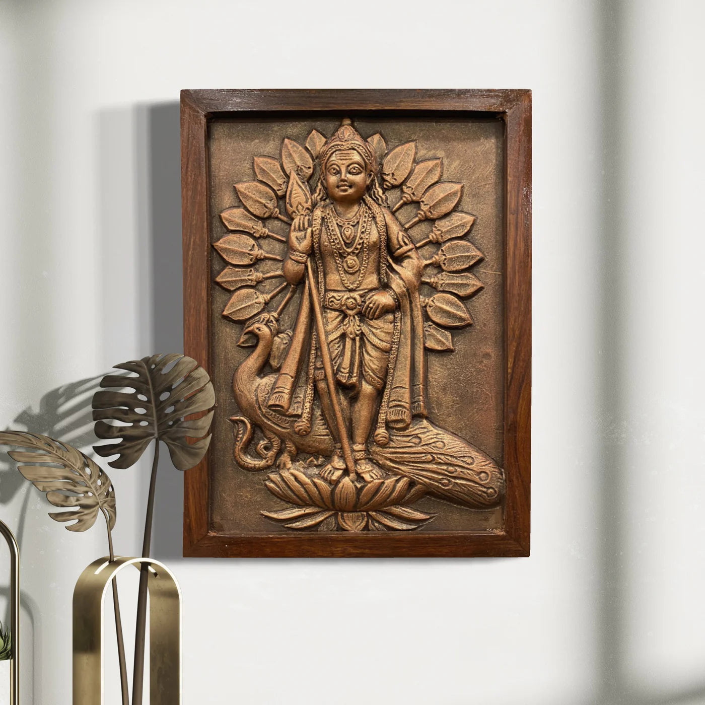 Lord Murugan (God Kartikeya) 3D WALL Hanging Relief Mural | Ready To Hang