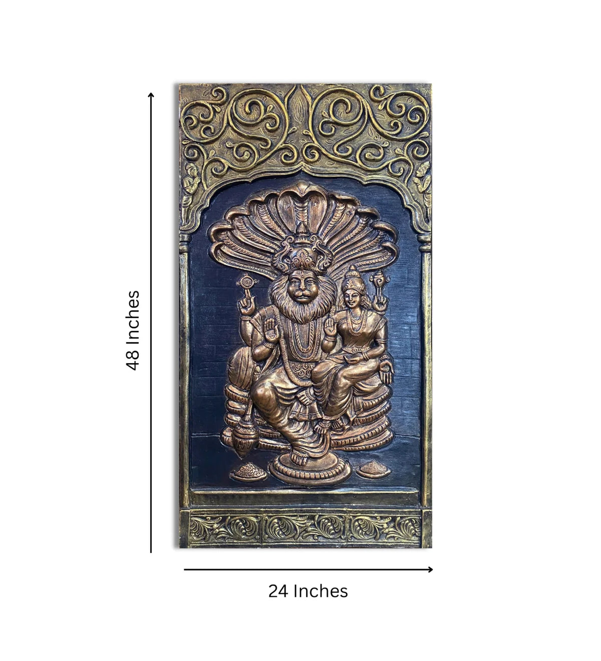 Lord Narasimha With Lakshmi 3D Relief Mural Unique Wall Decor