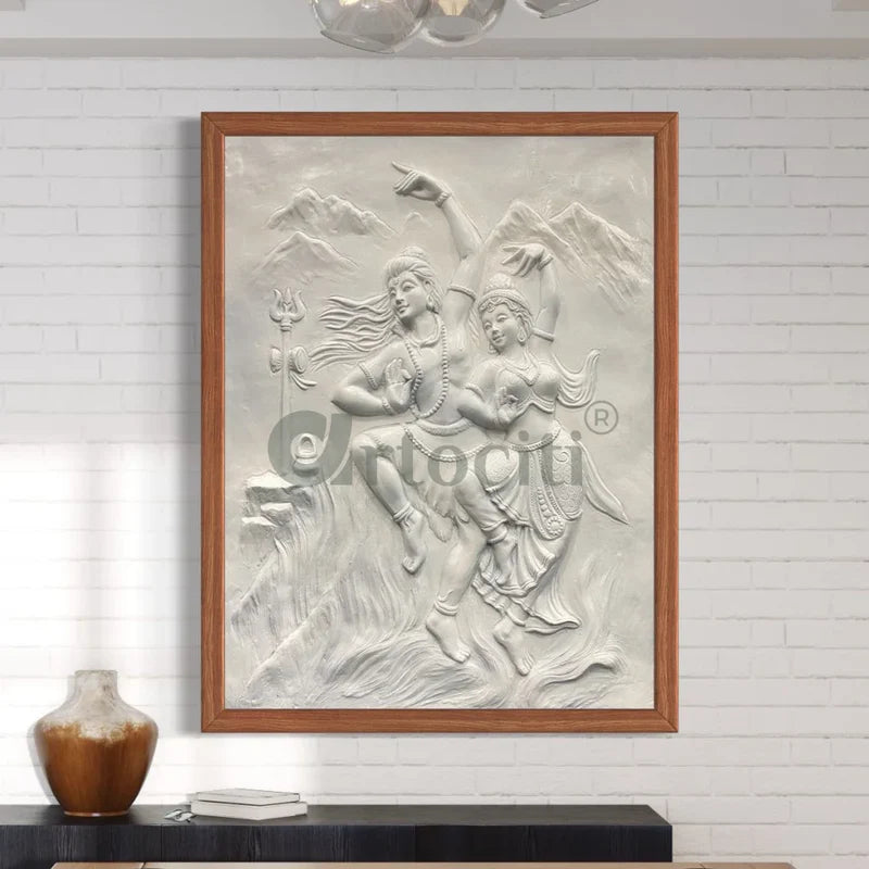 4x3 Feet Shiva Parvati 3D Relief Mural Wall Art