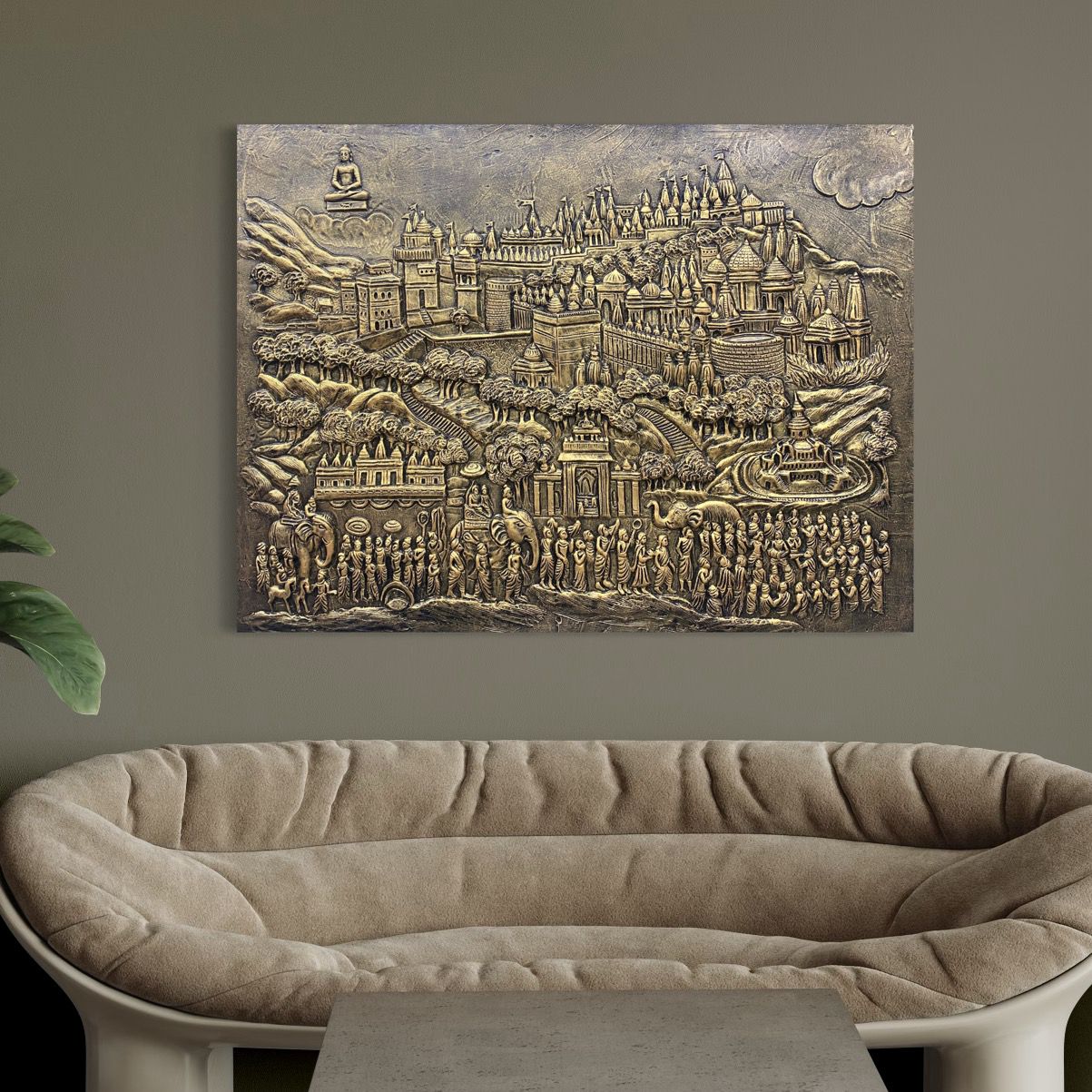 4x3 Unframed Palitana Shatrunjay Mountain 3D Relief Mural Art
