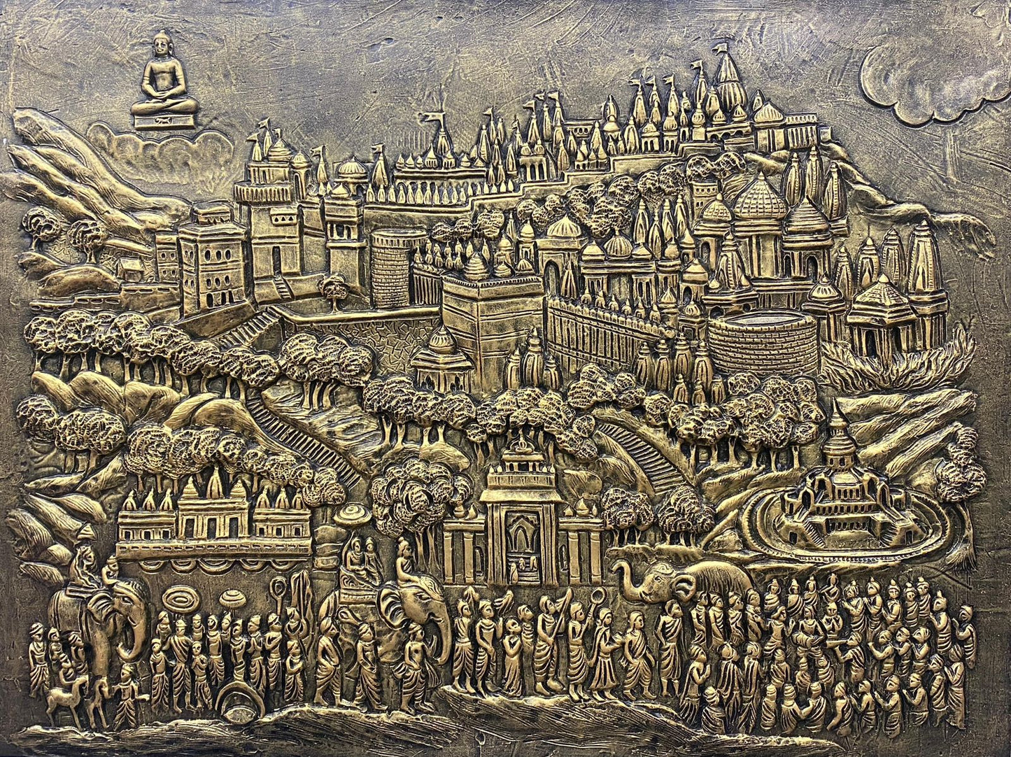4x3 Unframed Palitana Shatrunjay Mountain 3D Relief Mural Art