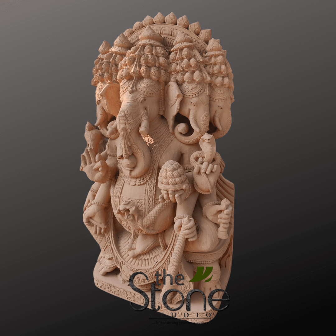 Five Headed Ganesh Sandstone Statue 5ft