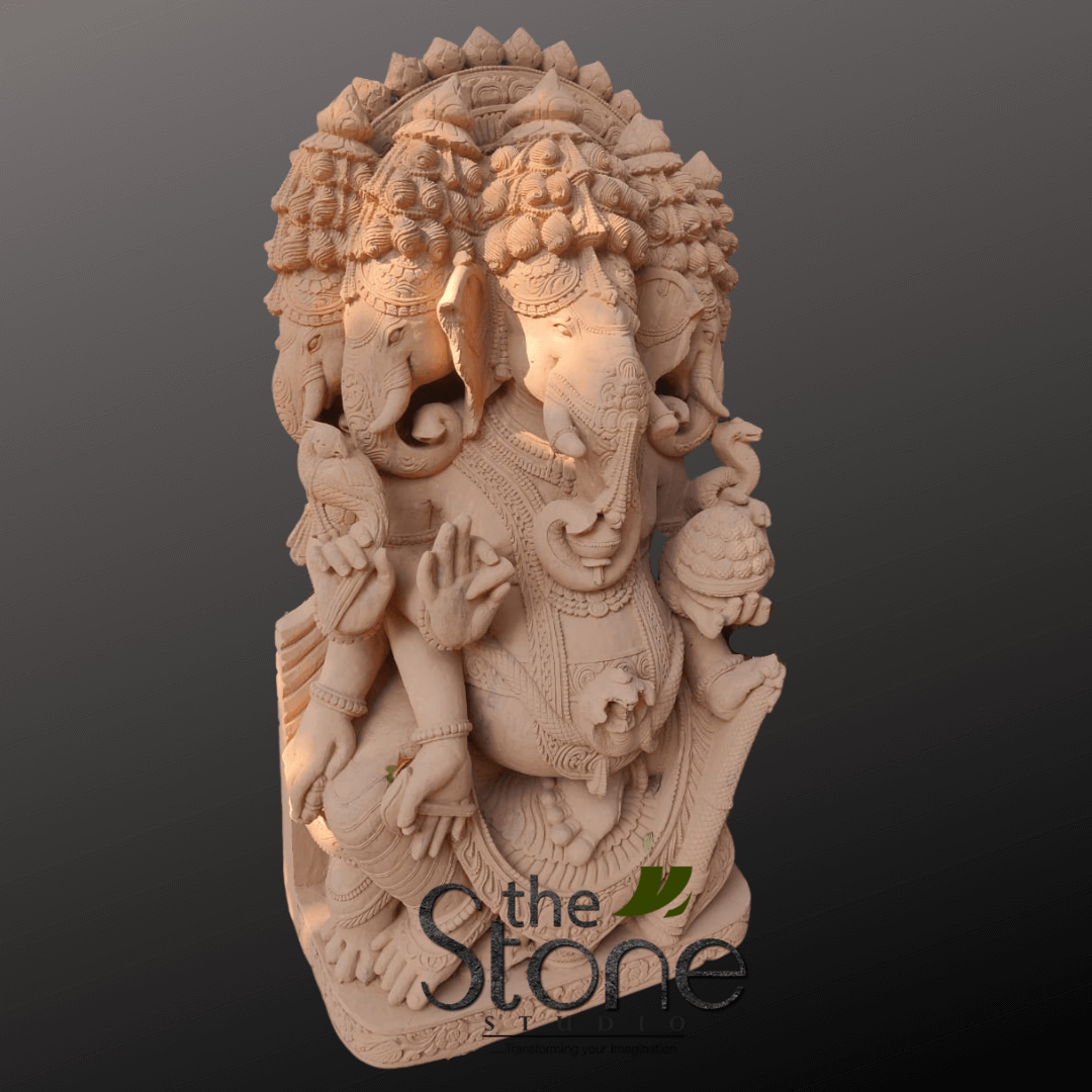 Five Headed Ganesh Sandstone Statue 5ft
